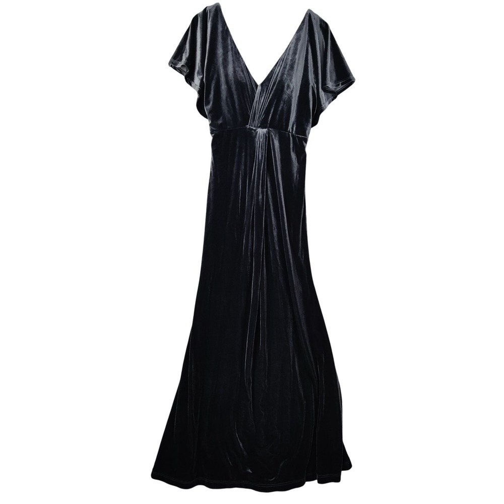 Revelry Velvet Maxi Dress VNeck Flutter Sleeve Formal Gown Bridesmaid Womens 4